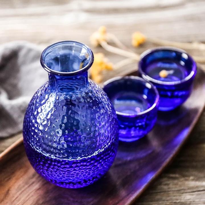 Japansk sake set flagon sprit sprit koppar sake gryta kristall dricksglas vinflaska koppar set barware kök