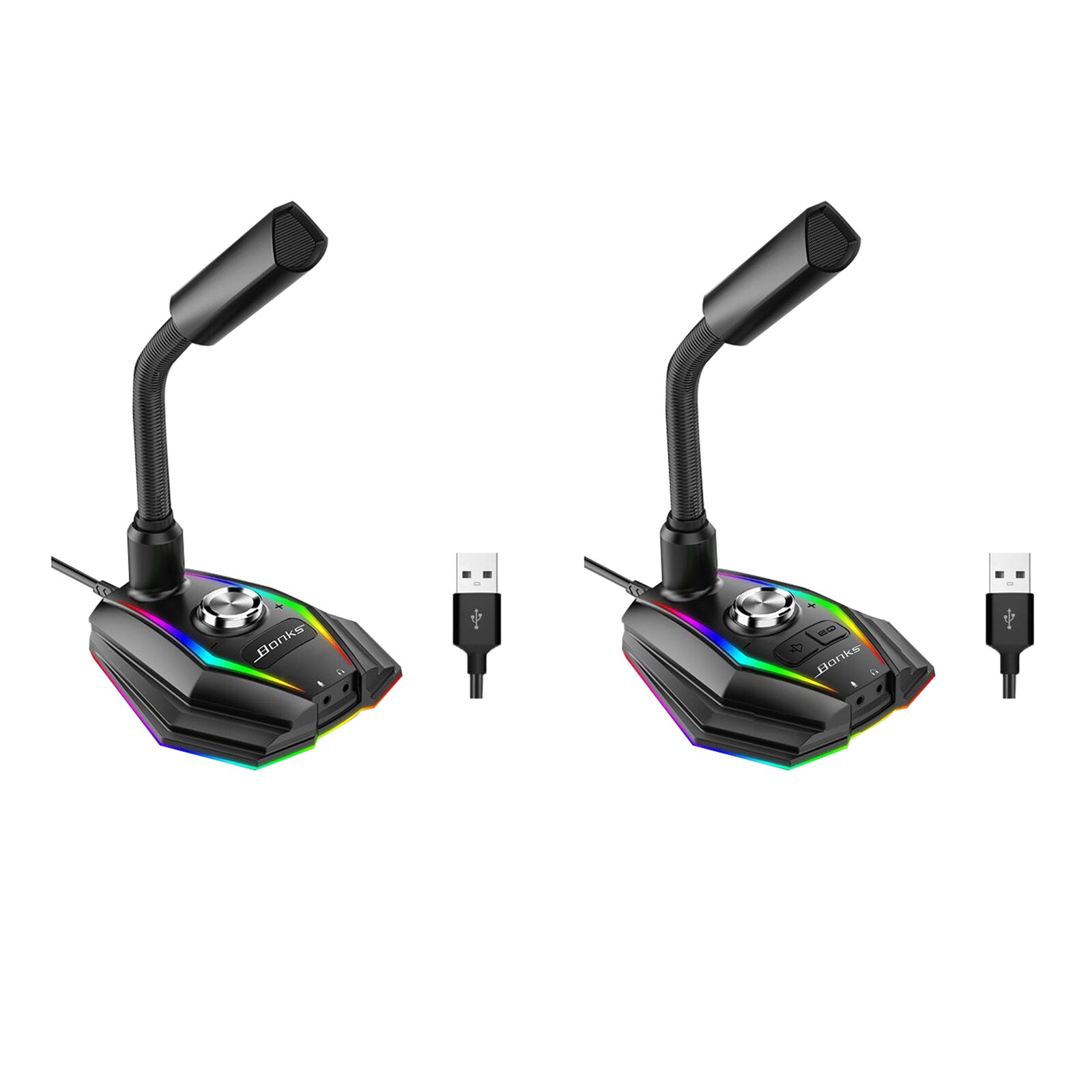 USB Computer Microphone, PC Mic Microphone for Computer with Mute Button and RGB Rainbow Light for ZRecording, Meeting, Games