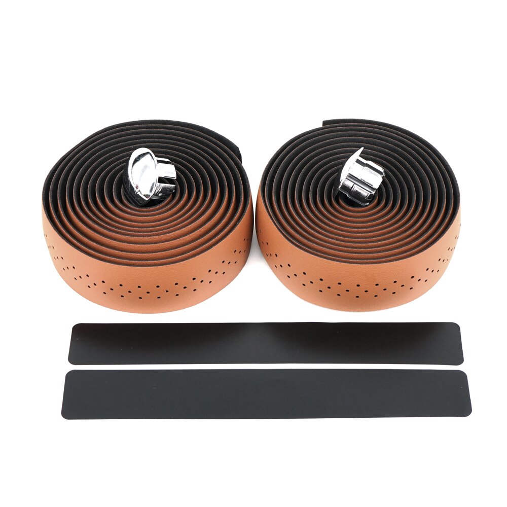 Cinta perforada de cuero PU para manillar de bicicleta, 2 rollos, transpirable, suave, engranaje fijo, accesorio de ciclismo, MICCGIN