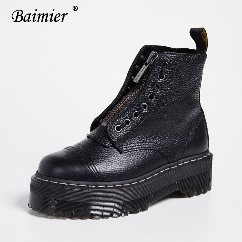 Botines de mujer Baimier de invierno de charol con cremallera, botas de plataforma para mujer con cordones, botas de mujer estilo callejero