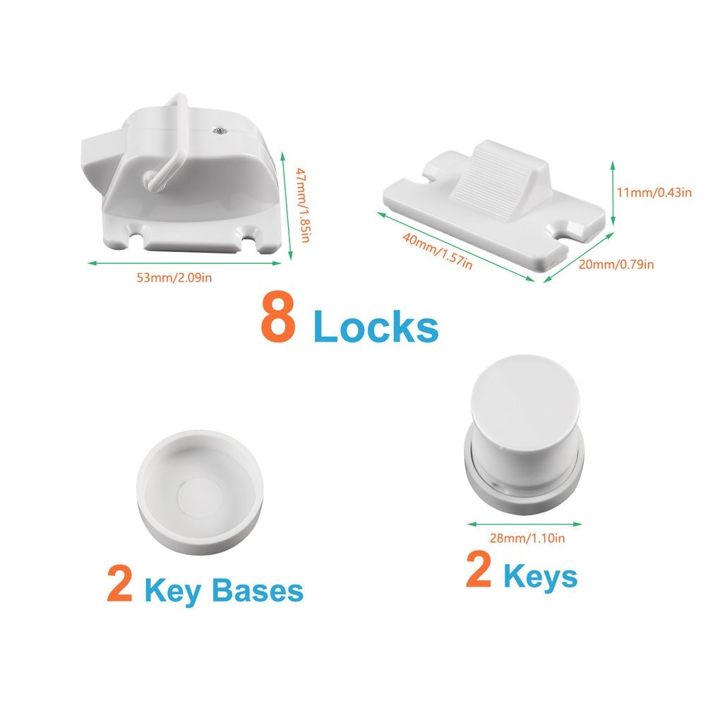 Bianco di Plastica facile da Installare di Sicurezza Del bambino Serrature Gabinetto Serrature Magnetica-Nessun Attrezzi O Viti Necessarie (4 Serrature + 1 chiave)