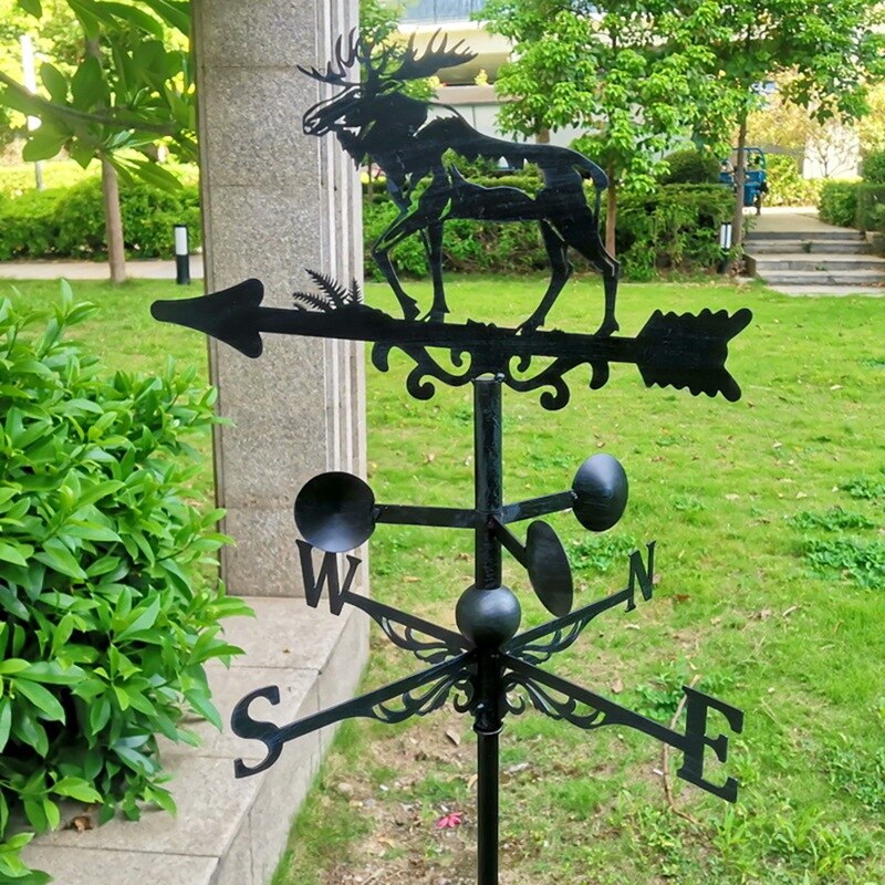 Elk Weather Vane Stainless Steel Wind Vane for House Garage Cupola Garden Roof Paddock Wind Direction Indicator