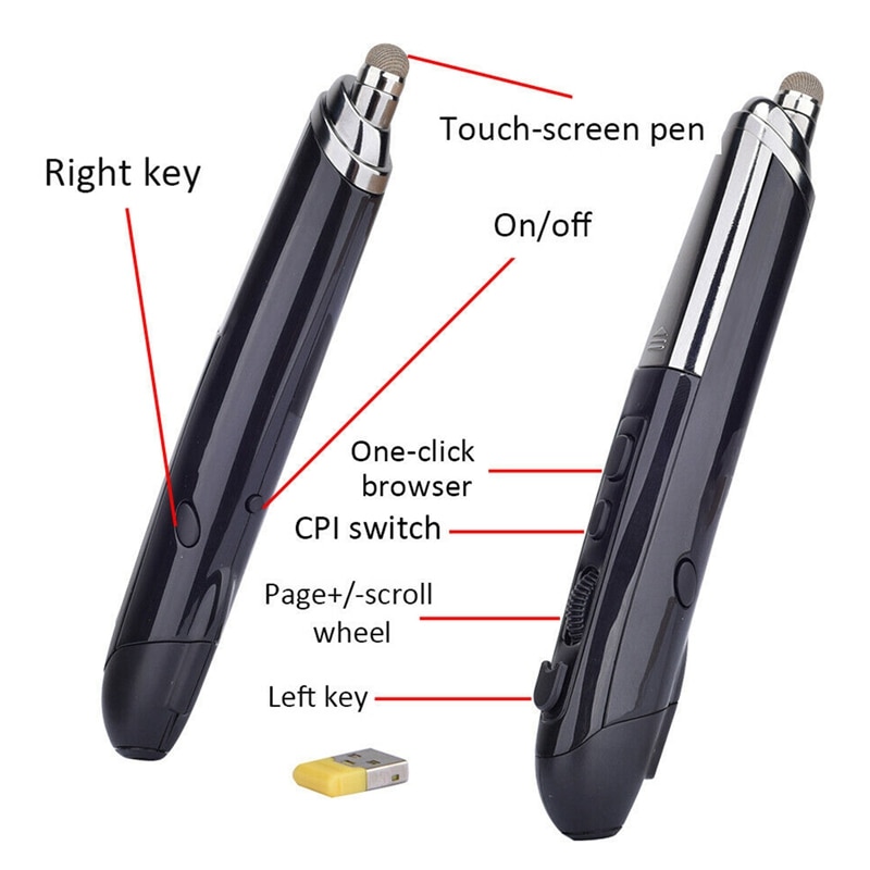 2.4G Wireless Pen Mouse PR-08 Pen Mouse Wireless Handwriting Pen Mouse Personality Mouse for PC and Laptop Mice for PPT