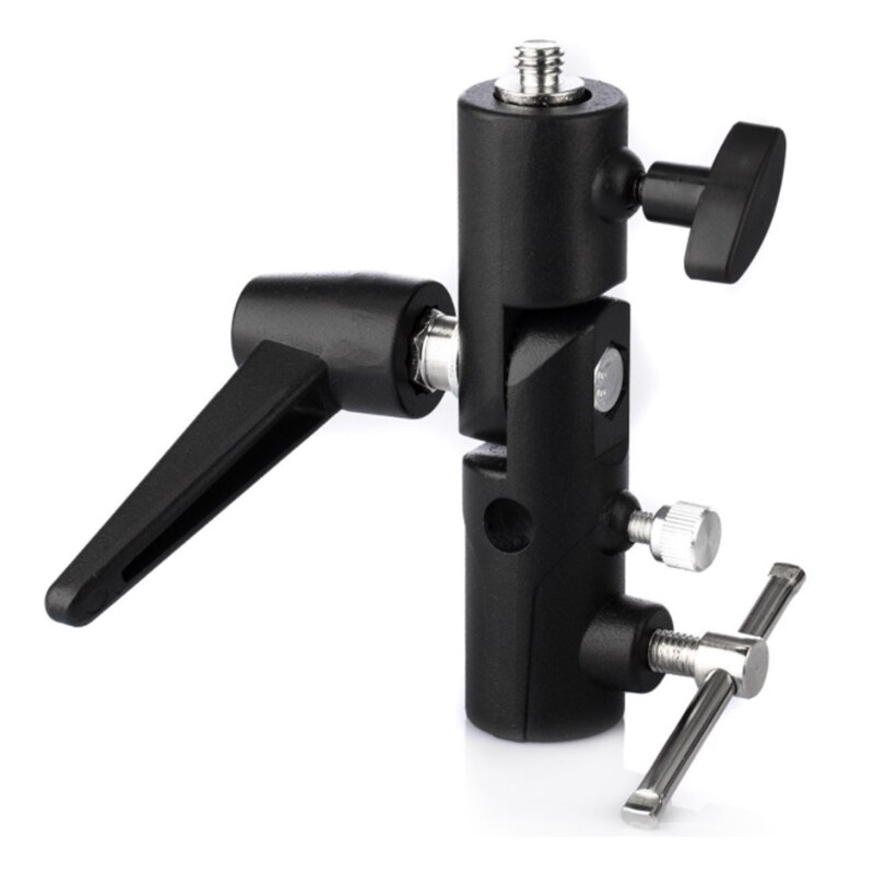 H-Vorm Metalen Paraplu Softbox Holder Flash Bracket Adapter Verstelbare Voor 1/4 &quot;3/8&quot; Lamp Light Stand Mount statief