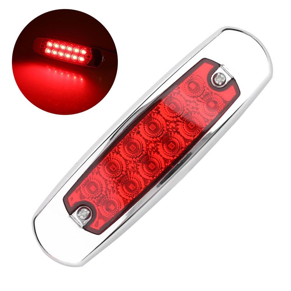 1 stk  dc12-24v 12 led rød lastbil sidelys udvendige lys advarselsbaglygte lang universal sidelys
