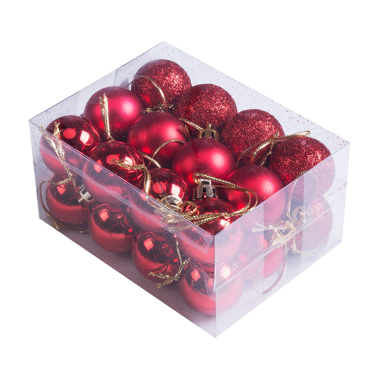 Nyeste 24 stk julekugler bøjle kugler juletræ hængende ornament festindretning 25mm: Rød