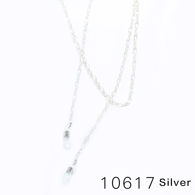 Zonnebril ketting metalen koorden casual parel kralen geometrische bril ketting voor mannen vrouwen gouden ketting: 10617 zilver