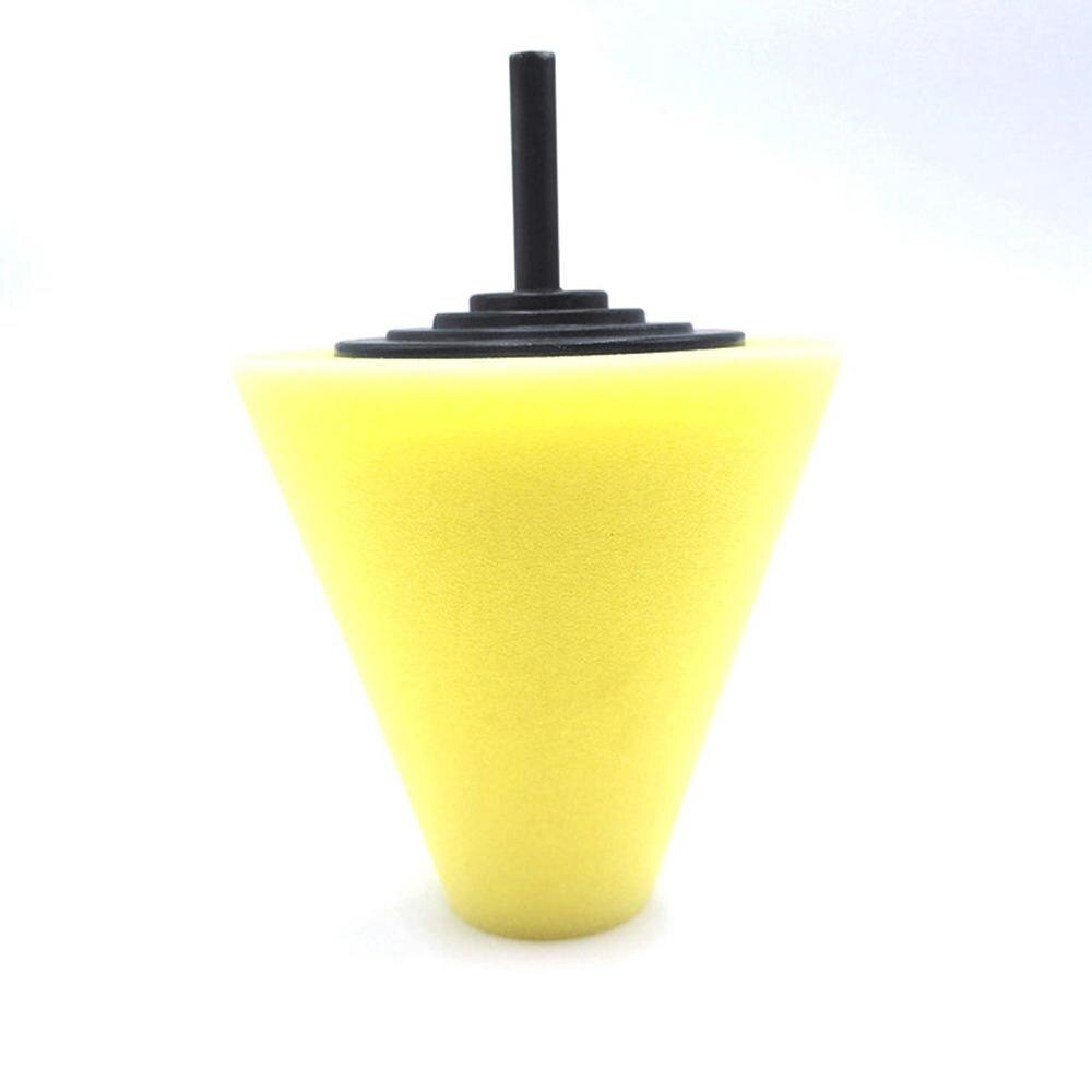 1 Pcs Car Polishing Sponge Conical Shape Wheel Hub Tool Auto Burnishing Foam disc For Car Cleanning Buffing Pads Accessories: Yellow