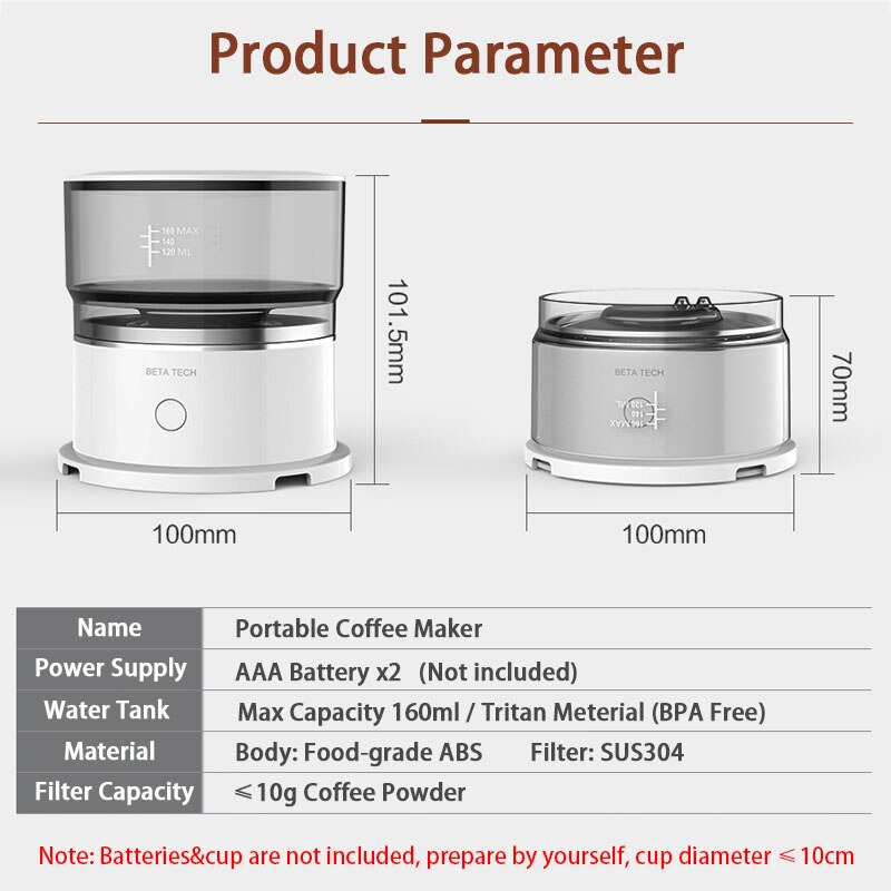 Mini cafetera de goteo portátil, máquina de café Espresso automática inalámbrica para viajar, acampar, senderismo, al aire libre, recomendado