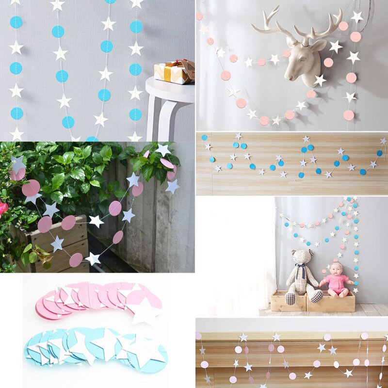 Paper Garland Strings Star Shape Wedding Party Bridal Home Hanging Decoration