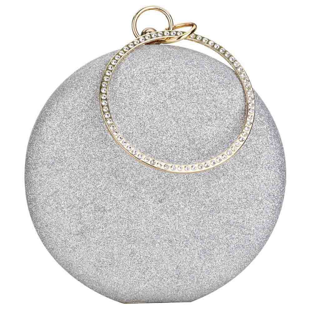 Women Party Bags Wedding Evening Clutch Circular Chain Round Bag Purses Crossbody Shoulder Bags Clutch Gold Gillter Handbag: B