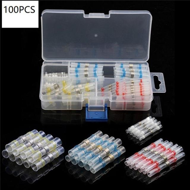 Solder Seal Wire Connectors - Heat Shrink Solder Butt Connectors - Solder Connector Kit - Automotive Marine Insulated: 100pcs