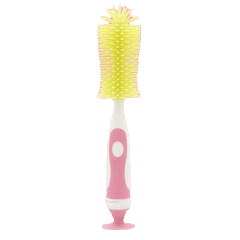 Silicone Baby Bottle Brush Cleaner Nipple Feeding Bottle Sponge Brush 360° Sponge Cleaner+Pacifier Brush: pink