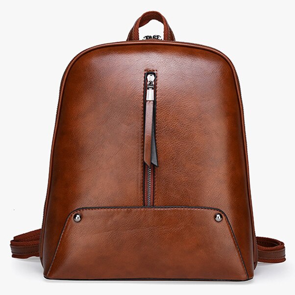 Qinranguio Lederen Rugzak Vrouwen Pu Leer Vrouwen Rugzak Schooltassen Voor Tienermeisjes Rugzak Vrouwelijke: Brown