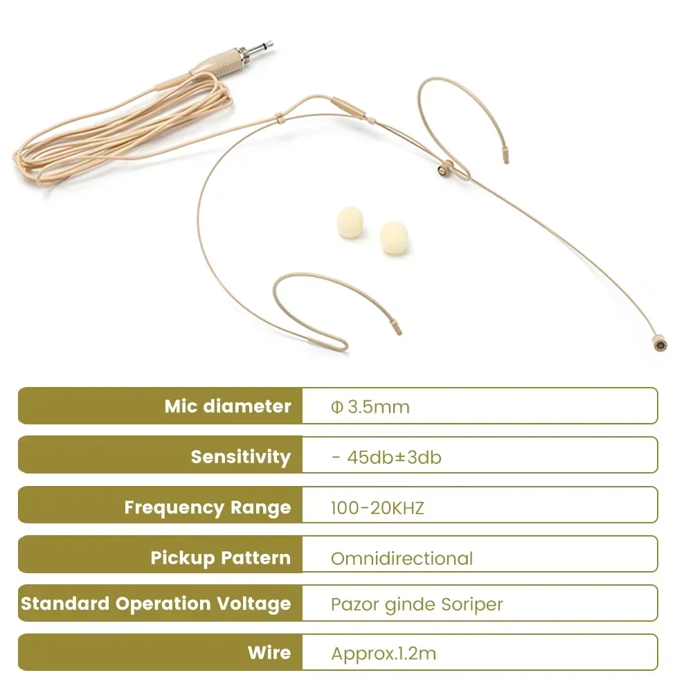 Hochwertiges Doppel-Ohrbügel-Headset-Mikrofon, am Kopf getragenes Mikrofon für kabellose Taschen, 3,5 mm, 4-polig