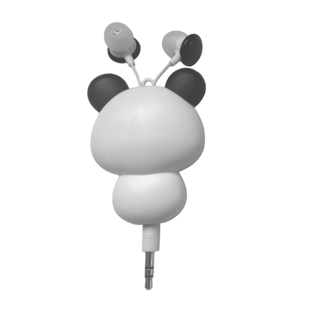 Cute Panda Headphones Headsets 3.5mm Wired Retractable Earphones Earbuds for iPhone X 8 7 Samsung Birthday for Child