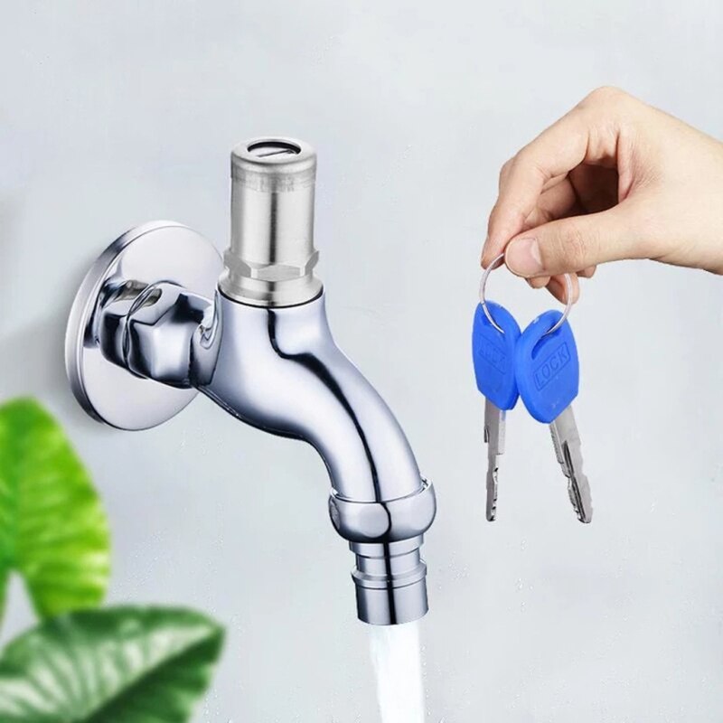 Roestvrij Staal Water Kraan Anti-diefstal Kraan Water Tap met Slot Legering Messing Sleutelschakelaar Kraan voor Keuken Badkamer tuin