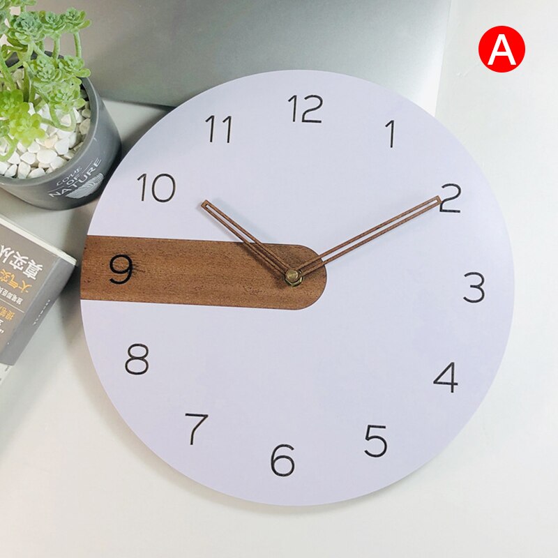 Tre veggklokke moderne nordisk stil stille klokke rund 30cm roms dekorasjon veggklokke ye: En