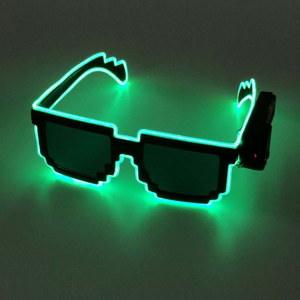 Decorações brilhantes para cosplay, adereços para festa, óculos com luz led piscante, óculos luminosos de led, óculos de sol brilhantes, óculos de mosaico: Preto