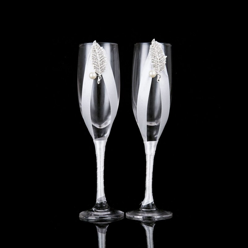 2Pc/Set Bridal and Groom Champagne Flutes Wedding Glasses Set Cup Toasting Goblet for Weddings Party