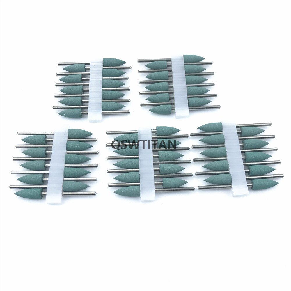 50pcs Green Dental SILICONE Rubber polishers Diamond polishing Burs 2.35mm