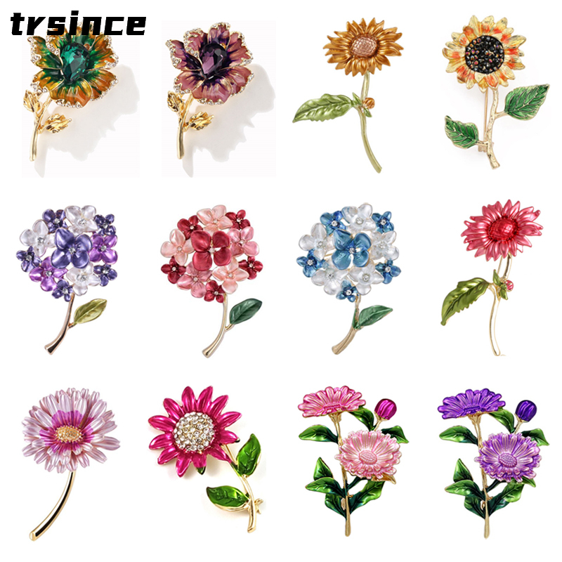 Broche en forme de fleur de tournesol pour femmes, , émail, tulipe, Rose, tournesol, , à la , classique, pour fête de mariage
