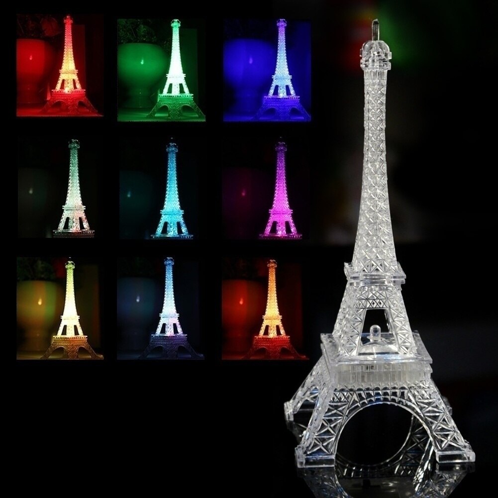 LED Light Up Lamp Eiffel Tower Centerpiece Cake Topper Decoration Valentine's Day