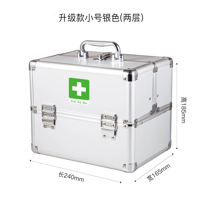 Large Space Lockable First Aid Box Security Lock Medicine Storage with Portable Handle 3 Tier Silver: Silver