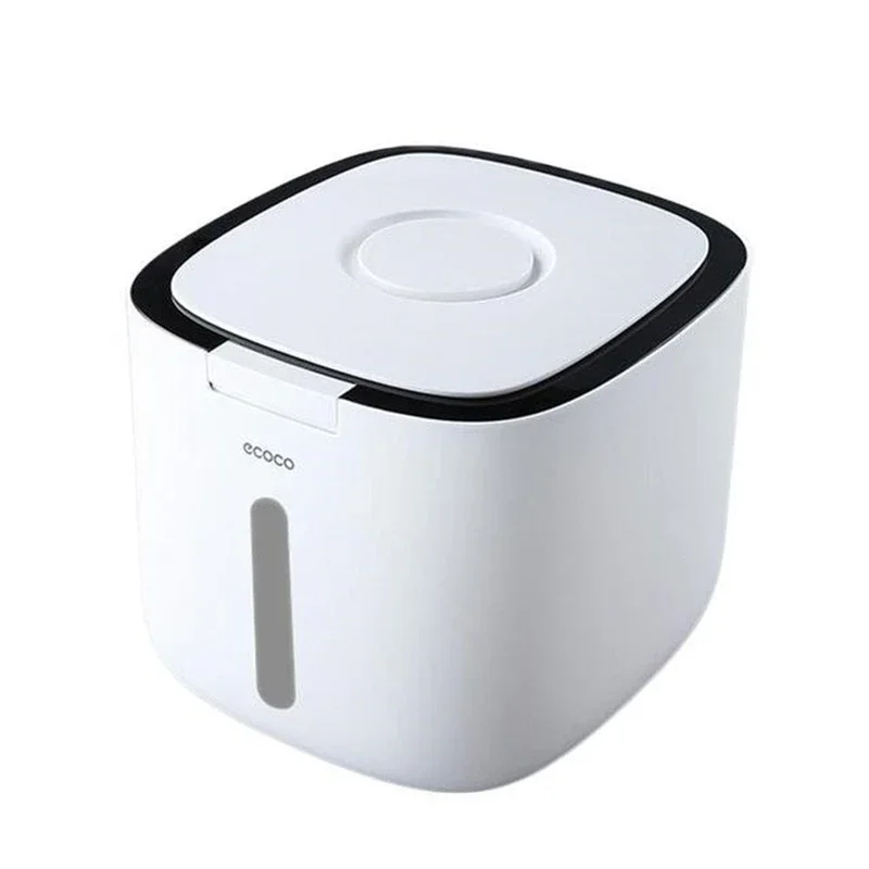 Recipiente de armazenamento de alimentos para cães de estimação, caixa de comida seca para gatos, vedação à prova de umidade, hermética com copo de medição, produtos de maca para gatinhos: S / Preto