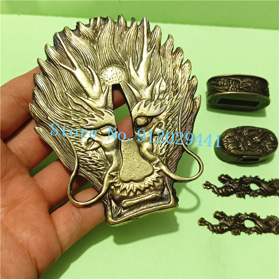 Dragon Tsuba Japanese Sword Guard for Katana/Wakizashi Fittings Set Tsuba+Menuki+Fuchi+Kashira Handle Accessories