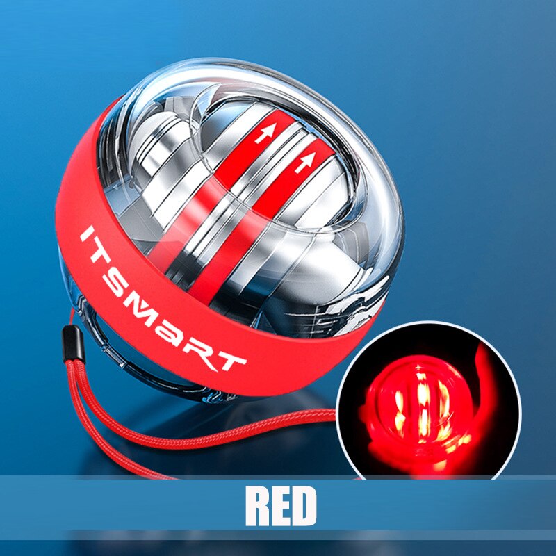 LED light exercise gyroscope powerball Self-starting wrist force jawzrsize ball Trainer forearm muscle relax multi gym equipment: Blue