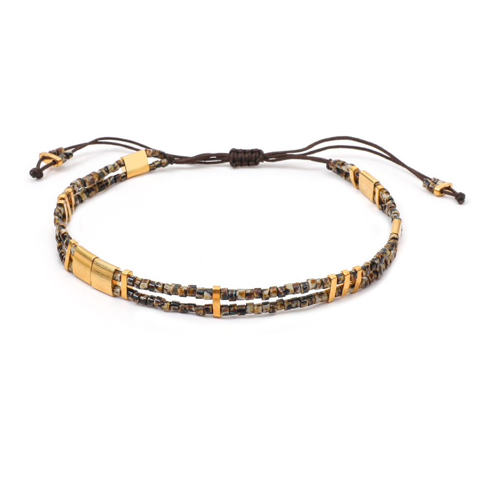 Pulseras de cuentas de Tila de cristal de la amistad para mujer, pulsera Miyuki de esmalte ajustable a distancia bohemia, brazalete con dijes, joyería: Color amarillo dorado claro