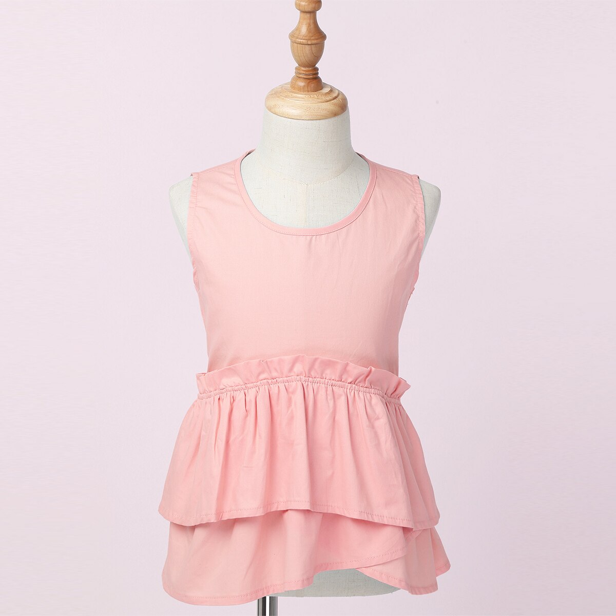 Kids Girls Shirt Casual Cotton Solid Color Sleeveless Tops Teenage School Girls Ruffle Blouse Summer Shirts Children Clothing
