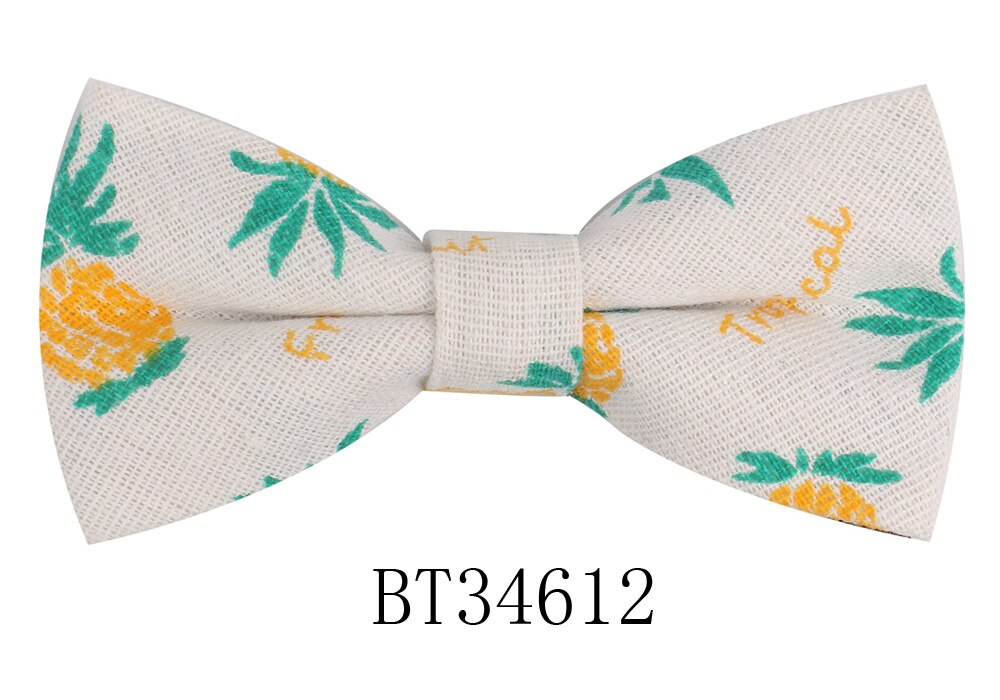 Pajarita Casual de lino y algodón para hombres y mujeres, pajarita con estampado de dibujos animados para adultos, pajaritas, pajaritas para boda: BT34612