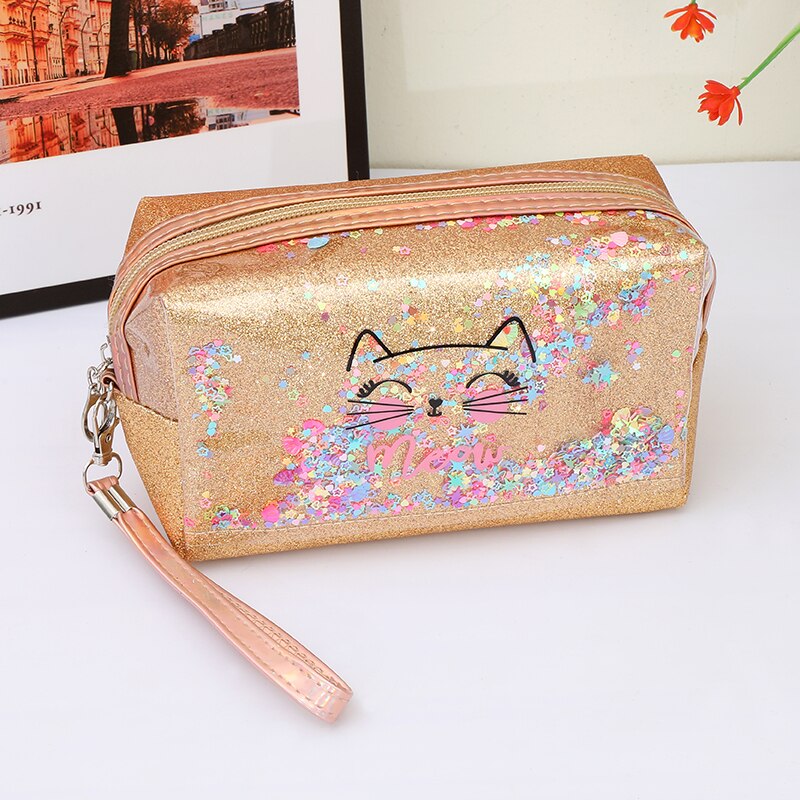 Nette Pailletten Frauen Kosmetik Tasche Sanft-machen-hoch Lagerung Tasche Pads Toilettenartikel Paket Reise machen-hoch Tasche Organizer Beutel Schönheit fallen: Gelb