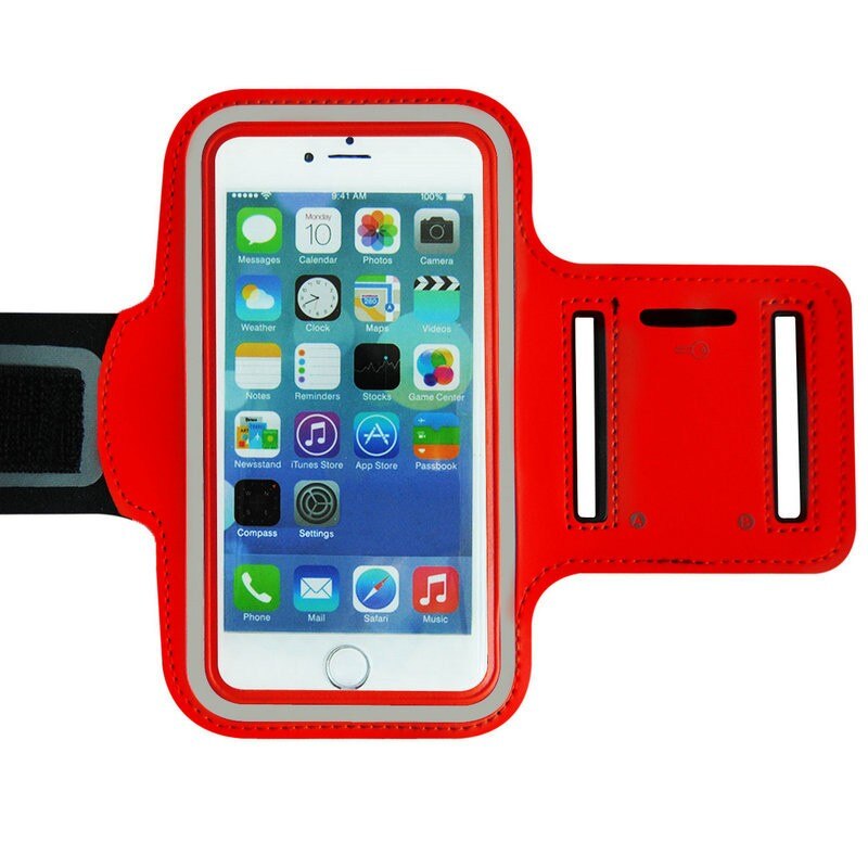 Sport Running Armband Voor Iphone 6 S 6 7 8 Plus X Xs Xr Armband Voor Samsung S7 S9 S8 a50 Arm Band Riem Sporttas Telefoon Case 5.5 Inch: Rood