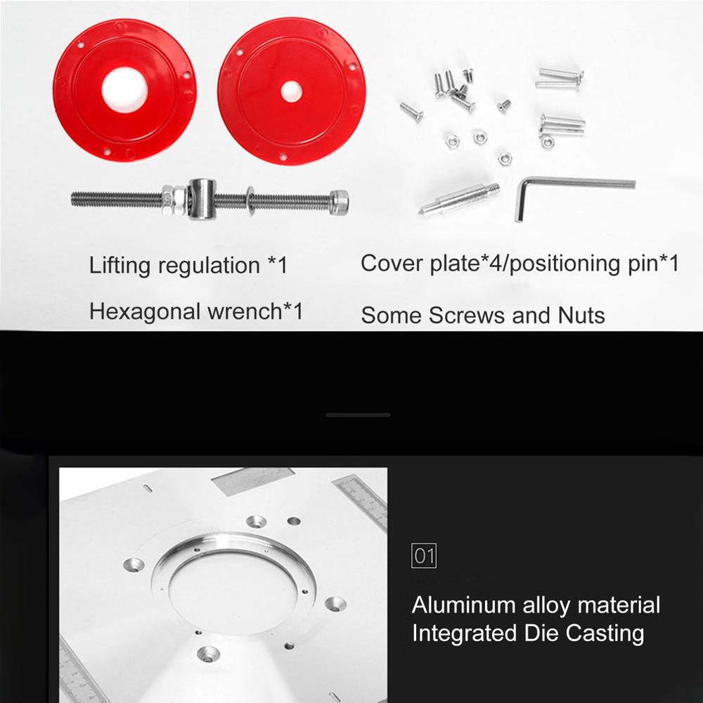 Multifunctional Aluminum Alloy Router Table Insert Plate Trimmer Engraving Machine Woodworking Bench Router Table Plate DIY Tool