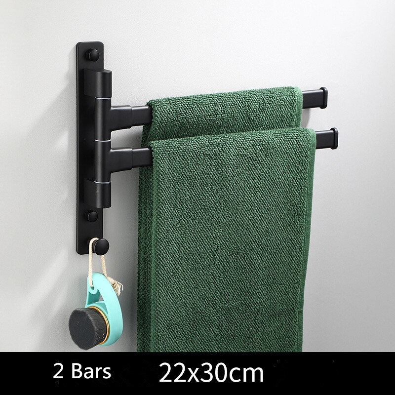 Swivel Handdoek Houder Zwarte Handdoek Hangers Wall Mounted 2-5 Badkamer Handdoek Rail Rack Aluminium Badkamer Handdoek Bar hanger: black 2 bars