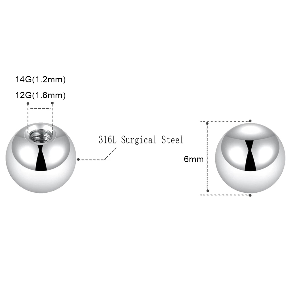 100 stücke Ersatz Ersatz BÄLLE Labret Hantel Bar durchbohren Anhänge 14g 16g DIY Edelstahl Körper Schmuck