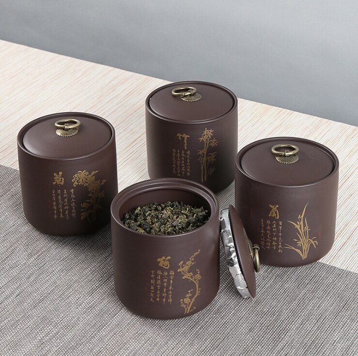 Airtight Canister Zisha Tea Box Kitchen Storage Bottles Jars Food Container Grains Tea Coffee Beans Grains Candy Jar Containers
