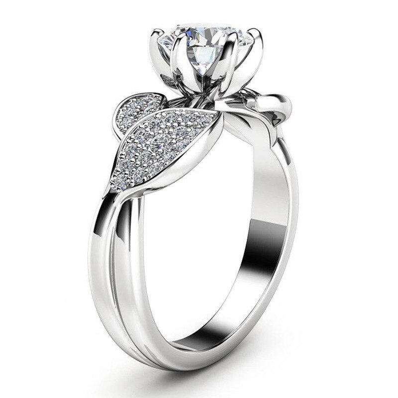 neue Blume Ringe Für Frauen Schmuck Zubehör, Verlobung, Hochzeit Band exquisit Weiß Kristall Zirkon Frauen Ringe