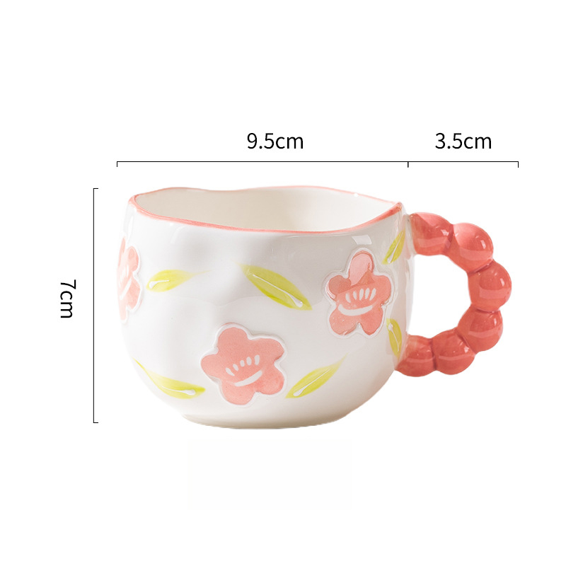 Urocze ceramiczne kubki z wzorem chmur i serc, filiżanki robić kawy, kubki robić herbaty mlecznej z kwiatami, naczynia robić napojów 250 ml, kuchnia: MULTI