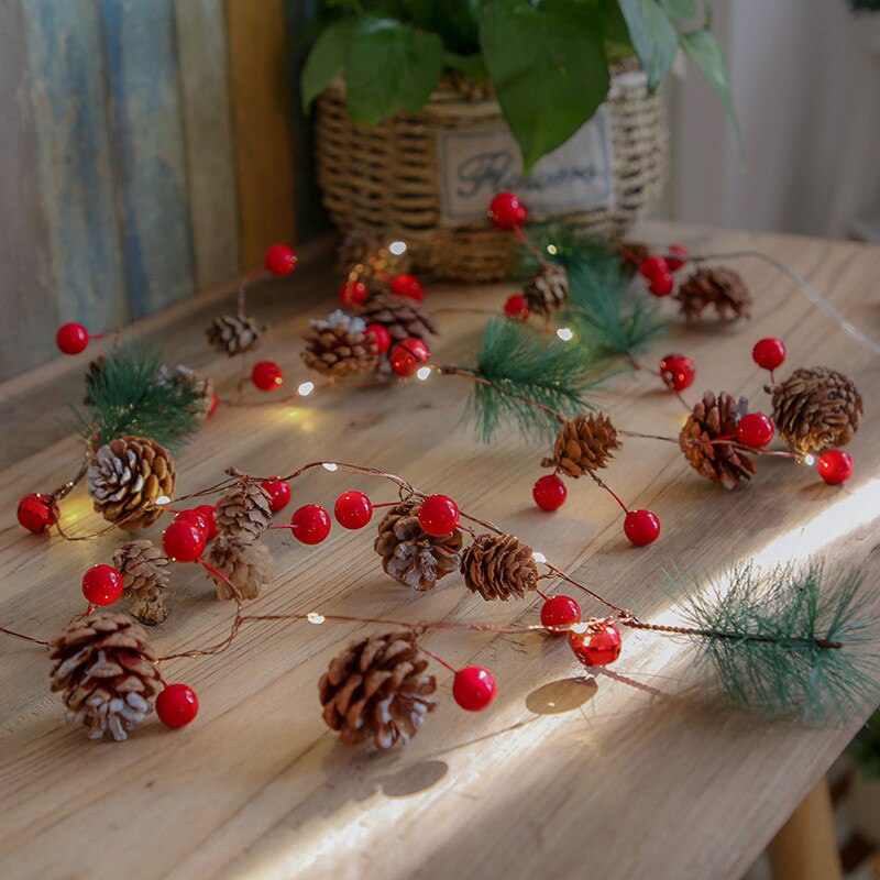 Kerst Led Decoratieve String Lights, Pine Cone En Dennennaald Decoratie Koperen Lamp Voor Festival En Feesten