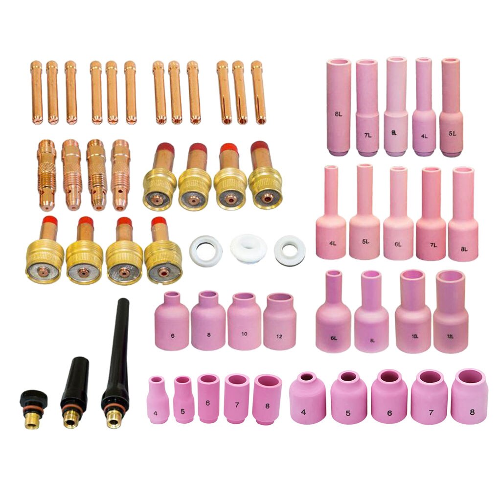 58pcs Full Set TIG Welding Torch 17/18/26 All-in-One Kit 040-1/16-3/32-1/8" T28B