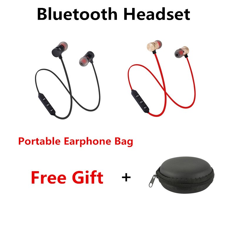 M9 magnetische draadloze bluetooth in-ear hoofdtelefoon oordopjes met microfoon voor smartphone + hoofdtelefoon opbergdoos