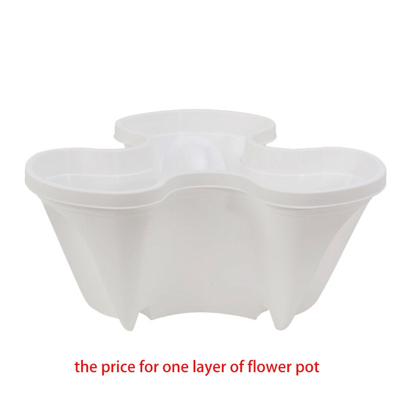 PP three-dimensional three-petal flower/strawberry pot multilayer stacking cultivation pot vegetable melon fruit planting pot: White