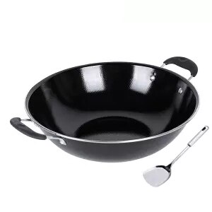 Wok Emaille Pot Ongecoat non-stick Fornuis Huishouden Inductie Kookplaat Speciale Emaille Wok Kolen Gasfornuis voor Ijzeren Pan keuken Potten: 36cm diameter