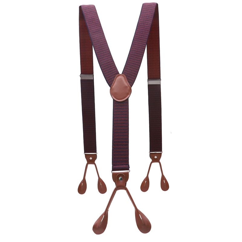 Unisex vintage seler herre seler justerbar 6 -knaps seler elastisk y-form strop bukser brun læder pu