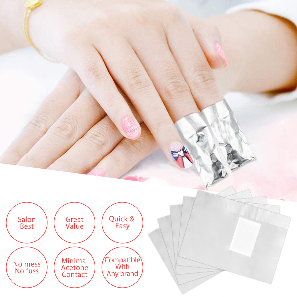 1000/500 st Nagellak Remover Tas Tin Folie Nagel Verwijderen Wraps Remover Nail Wraps Nail Art Losweken Polish Remover manicure Tool