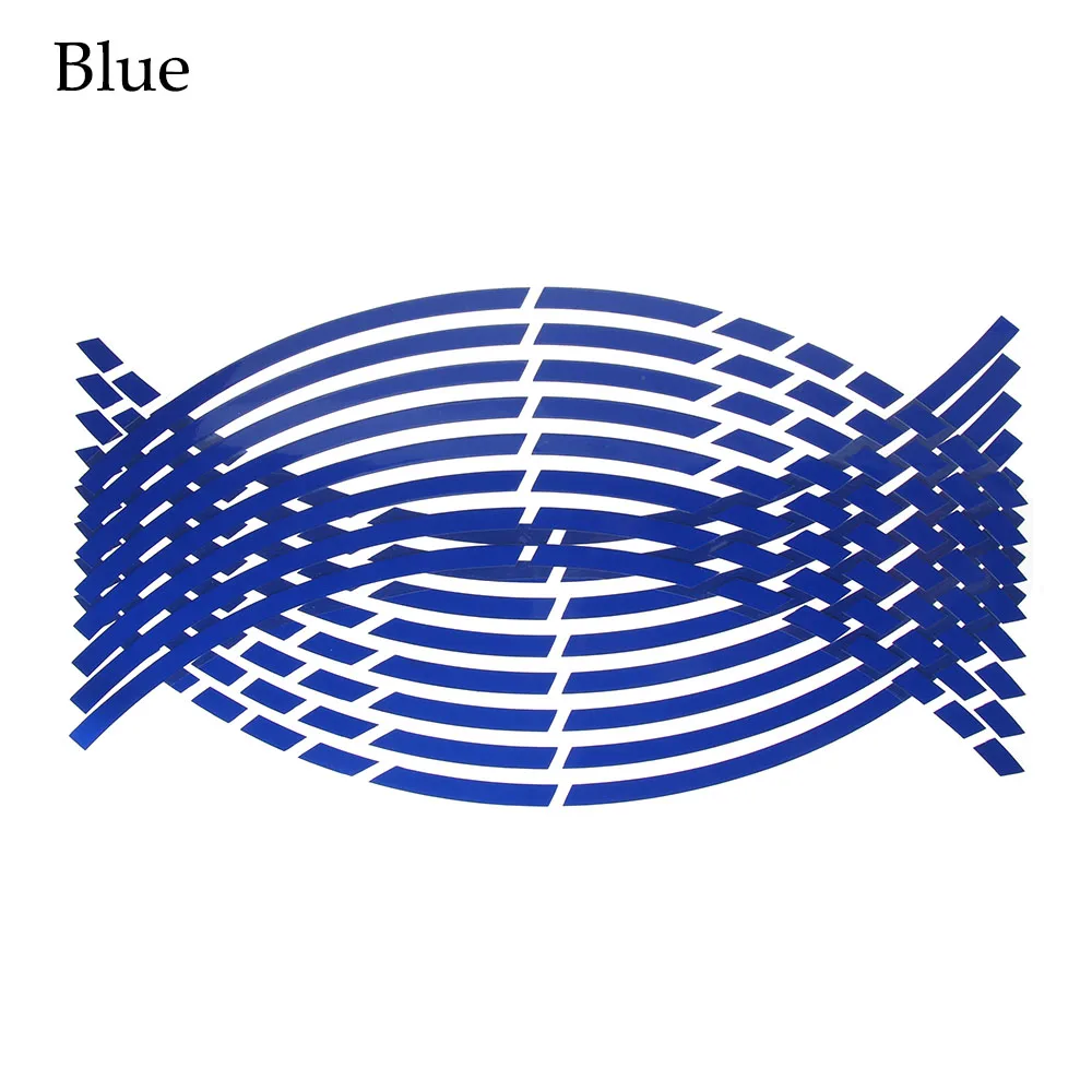 16 pezzi decalcomanie per pneumatici per auto moto strisce di rivestimento adesivo riflettente universale per ruota di bici nastro per cerchioni moto impermeabile 17 "18": Blu